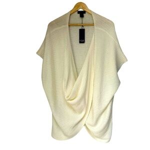 Rachel Roy Cream Ivory Sweater Wrap Poncho, OS